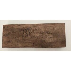 Vintage Eze-Lap Diamond Knife Sharpener On A Wooden Block Box 20469 Carson City